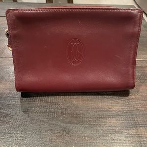 Cartier Vintage Must De Cartier Burgundy Leather Clutch